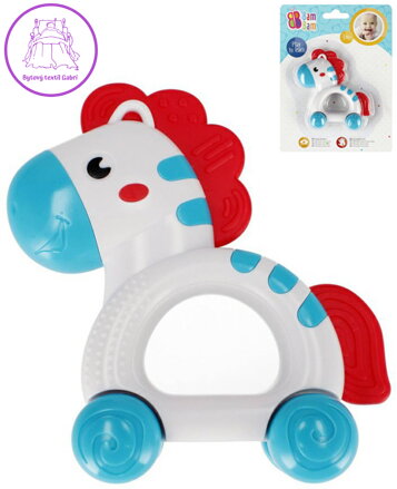 BAM BAM Baby Zebra na kolečkách 10cm chrastítko a kousátko pro miminko