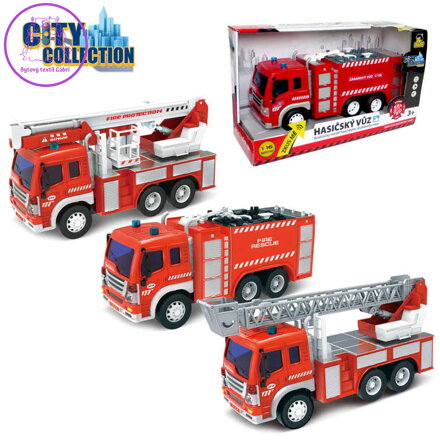 Auto City Collection hasičský vůz požární na setrvačník 3 druhy Světlo Zvuk plast