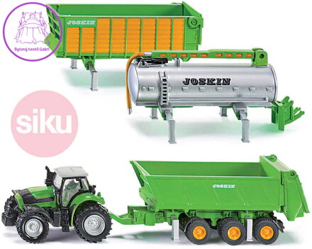 SIKU Traktor farmářský Agrotron X720 Deutz set se 3 přívěsy 1:87 kovový model 18