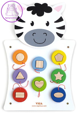 VIGA DŘEVO Hra baby nástěnná Zebra barvy a tvary *DŘEVĚNÉ HRAČKY*