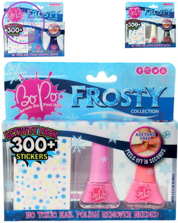 EP Line BO-PO Frosty lak na nehty slupovací 2ks + samolepky různé druhy