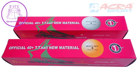 Míčky na stolní tenis ping pong Brother 1star profi 4cm set 6ks 2 barvy krabička