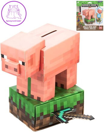 Minecraft pokladnička prasátko kreativní set výroba kasičky karton
