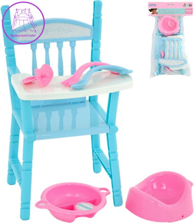 Stolička jídelní židlička na krmení pro panenku miminko set s nočníkem a doplňky