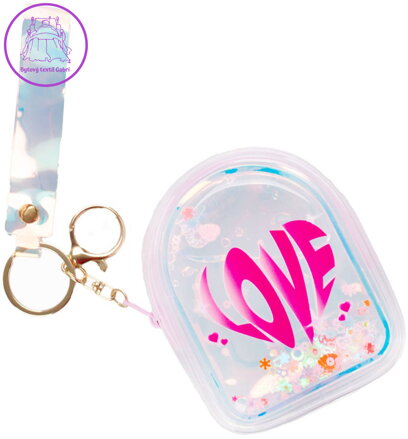 Batůžek Glamour přívěsek holografický se třpytkami na klíče mini klíčenka