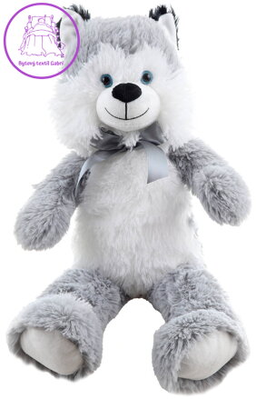 PLYŠ Pes Husky 55cm s mašlí *PLYŠOVÉ HRAČKY*