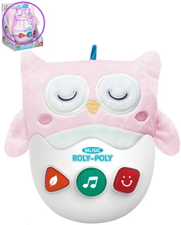 PLYŠ Roly-poly baby sova kývací pro miminko na baterie Světlo Zvuk