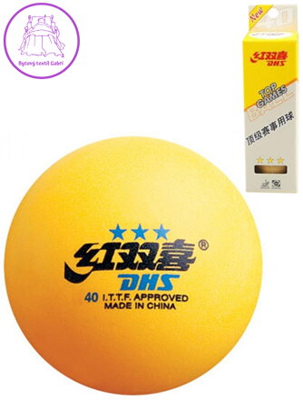Míčky na stolní tenis ping pong žluté DHS *** soutěžní sada 3ks krabička
