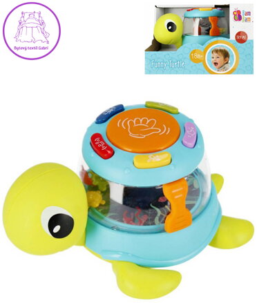 BAM BAM Baby Želva chrasticí hudební 15cm na baterie Zvuk plast