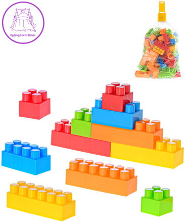 Stavebnice baby barevné kostky stavební 3-9cm set 100ks v igelitu