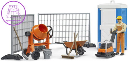 BRUDER 62008 Stavební set míchačka s figurkou a pracovním nářadím plast