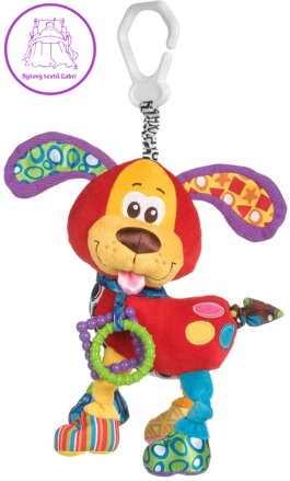 PLAYGRO PLYŠ Baby pejsek Rexík vrnící závěsný s klipem pro miminko