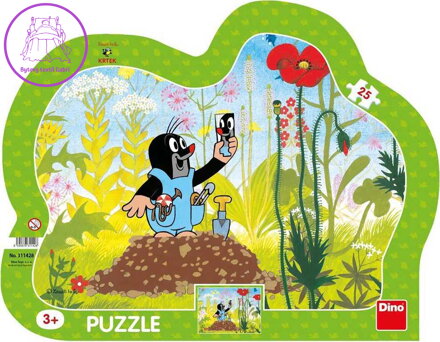 DINO Puzzle obrysové deskové 25 dílků Krtek a kalhotky (Krteček) 30x23cm