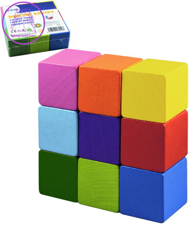 DETOA DŘEVO Kostky barevné kubus set 9ks *DŘEVĚNÉ HRAČKY*