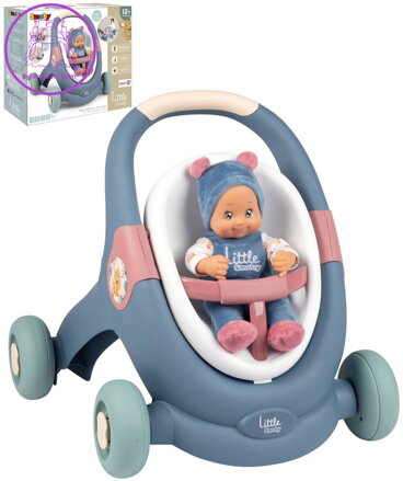 SMOBY Little baby chodítko / kočárek / sedátko pro miminko set s panenkou 3v1