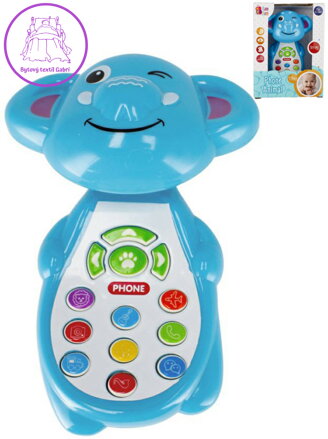 BAM BAM Baby telefon zvířátko hudební slon na baterie Zvuk