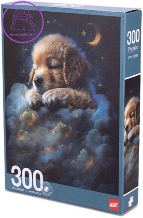 Puzzle spící štěňátko 25x38cm 300 dílků skládačka v krabici