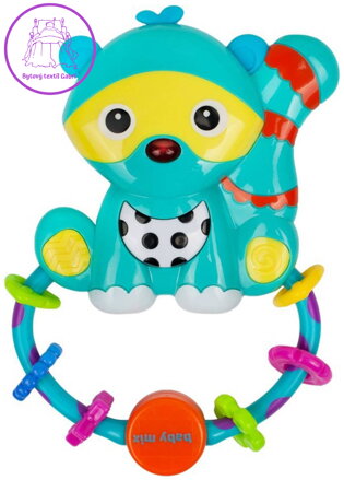 Chrastítko Baby Mix mýval pro miminko na baterie Světlo Zvuk