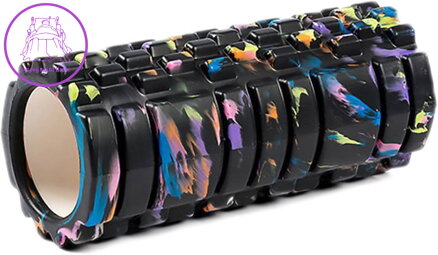 ACRA Válec masážní 33x14cm fitness roller černý abstraktní potisk plast