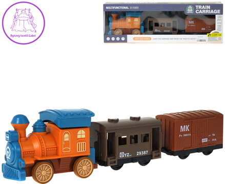 Vlak mašinka + 2 vagony na baterie Světlo Zvuk 3 barvy plast