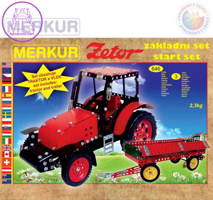 MERKUR Zetor základní set traktor + vlek 646 dílků *KOVOVÁ STAVEBNICE*