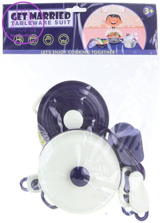 Nádobí dětské set 2 hrnce s příbory a kuchyňskými nástroji plast