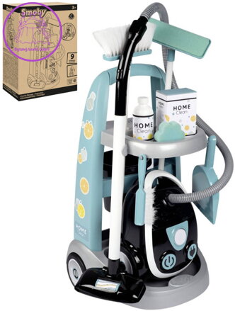 SMOBY Malá uklízečka úklidový vozík s vysavačem a doplňky na baterie Zvuk