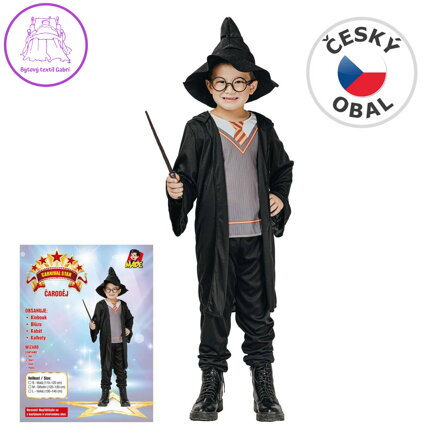 KARNEVAL Šaty kouzelník vel. M 120-130cm, 5-9let *KOSTÝM*