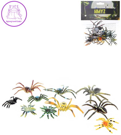 Zvířata pavouk mix 6cm plastové figurky zvířátka set 10ks blistr