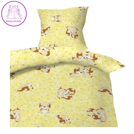 Hybler textil Povlečení bavlna do postýlky Štěně žluté 90x130, 45x60 cm