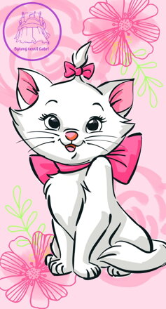 Jerry Fabrics Osuška Marie Cat Pink Flower 70x140 cm