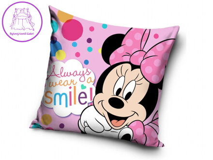 Carbotex Povlak na polštářek Minnie Always Smile 40x40 cm