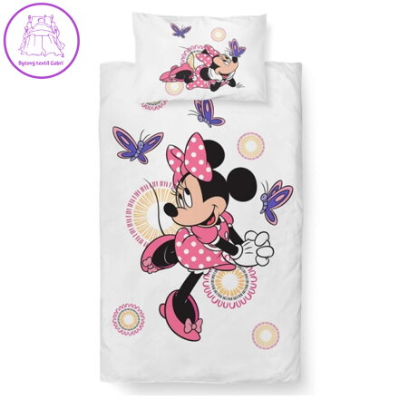 Carbotex Povlečení bavlna do postýlky Minnie a Motýlci 100x135, 40x60 cm