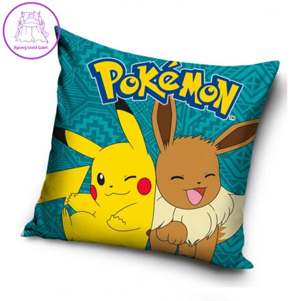 Carbotex Povlak na polštářek Pokémon Pikachu a Eevee 40x40 cm