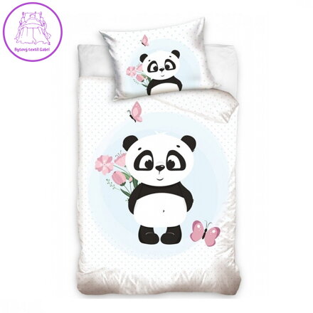 Carbotex Povlečení bavlna do postýlky Roztomilá Panda 100x135, 40x60 cm