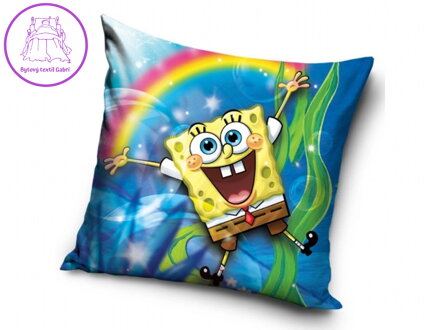 Carbotex Povlak na polštářek Sponge Bob a Duha 40x40 cm