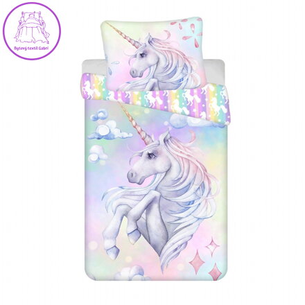 Jerry Fabrics Povlečení fototisk Unicorn Pastel Rainbow 140x200, 70x90 cm