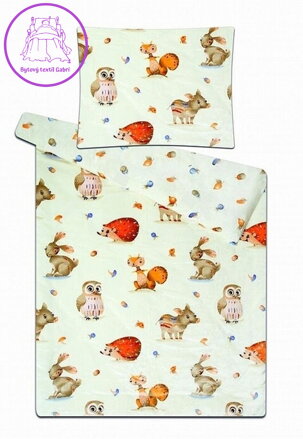 Svitap Povlečení mikroflanel do postýlky Zvířátka v lese 90x135, 40x60 cm