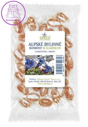 Grešík Alpské bylinné bonbóny se sladidlem 100 g