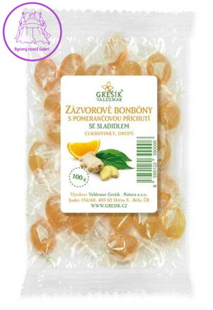 Grešík Zázvorové bonbóny s pomerančovou příchutí se sladidlem 100 g