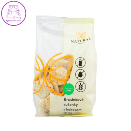 Natural Jihlava Brusinkové sušenky s kokosem, bezlepkové 150 g