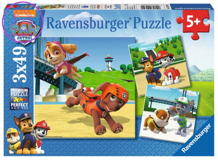 RAVENSBURGER Puzzle Tlapková patrola: Čtyřnohý tým 3x49 dílků