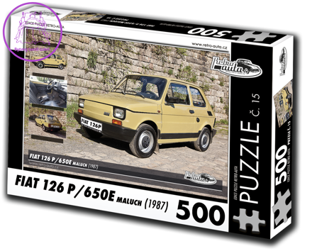 RETRO-AUTA Puzzle č. 15 Fiat 126 P,650E Maluch (1987) 500 dílků