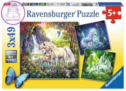 RAVENSBURGER Puzzle Nádherní jednorožci 3x49 dílků