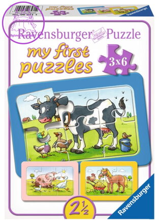 RAVENSBURGER Moje první puzzle Zvířecí kamarádi 3x6 dílků
