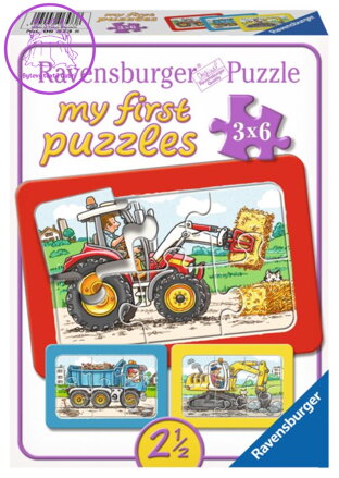 RAVENSBURGER Moje první puzzle Stavební stroje 3x6 dílků