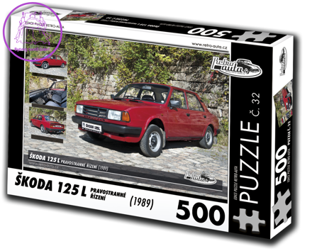 RETRO-AUTA Puzzle č. 32 Škoda 125 L (1989) - pravostranné řízení 500 dílků