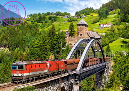 CASTORLAND Puzzle Vlak na mostě 500 dílků