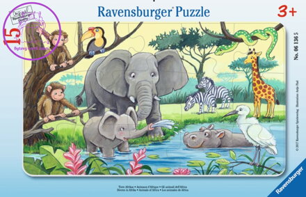 RAVENSBURGER Puzzle Africká zvířata 15 dílků