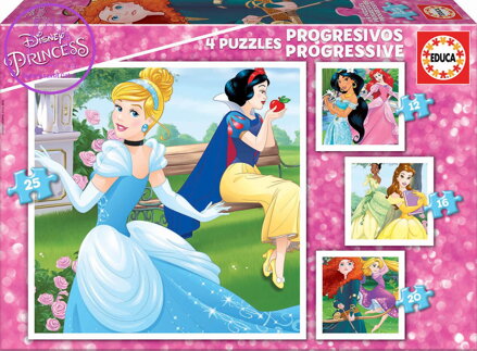 EDUCA Puzzle Disney princezny 4v1 (12,16,20,25 dílků)